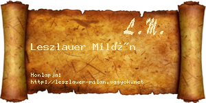 Leszlauer Milán névjegykártya